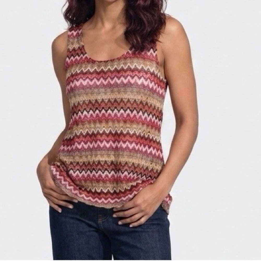 Lovemarks Women‎ Size Small Multicolor Zig Zag Knit Tank Top Made in USA